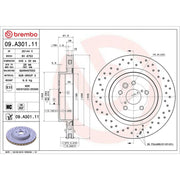Brembo 2 x Perforated/Vented Rear Brake Discs 09.A301.11