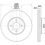 Mintex 2 x Externally Vented Front Brake Discs MDC2863C