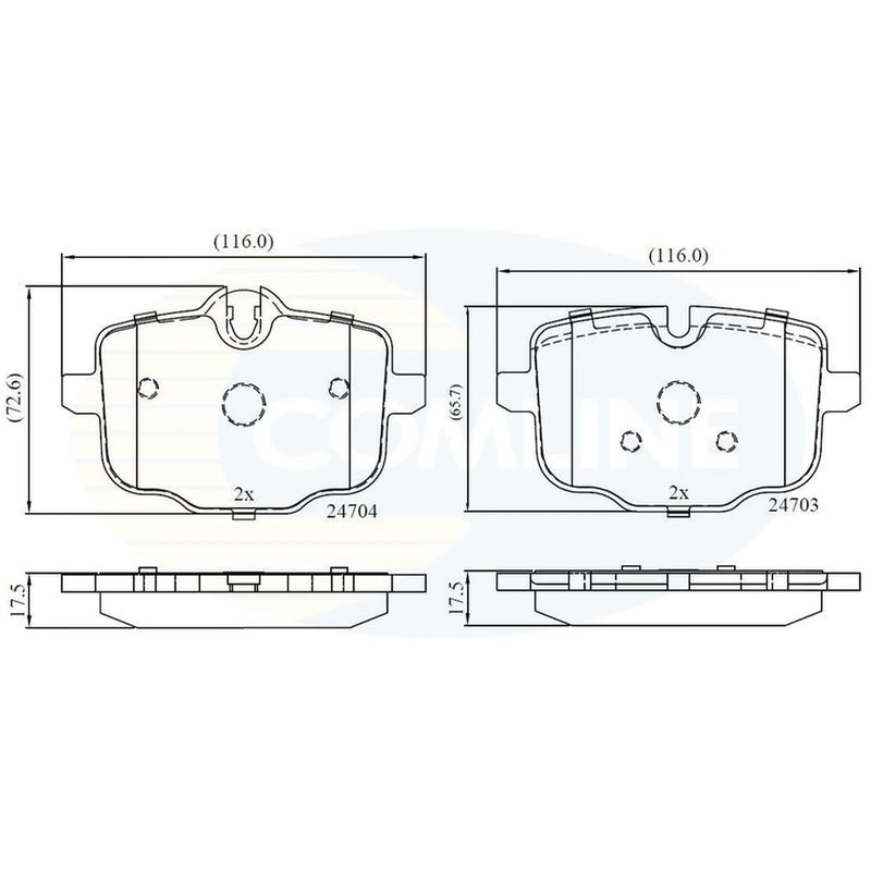Comline 4 x Rear Brake Pad Set CBP06072