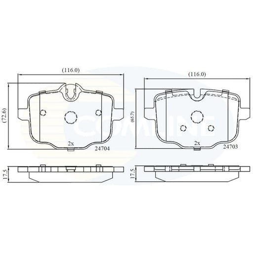Comline 4 x Rear Brake Pad Set CBP06072