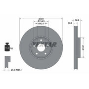 Textar 2 x Front Externally Vented Brake Discs 92147803