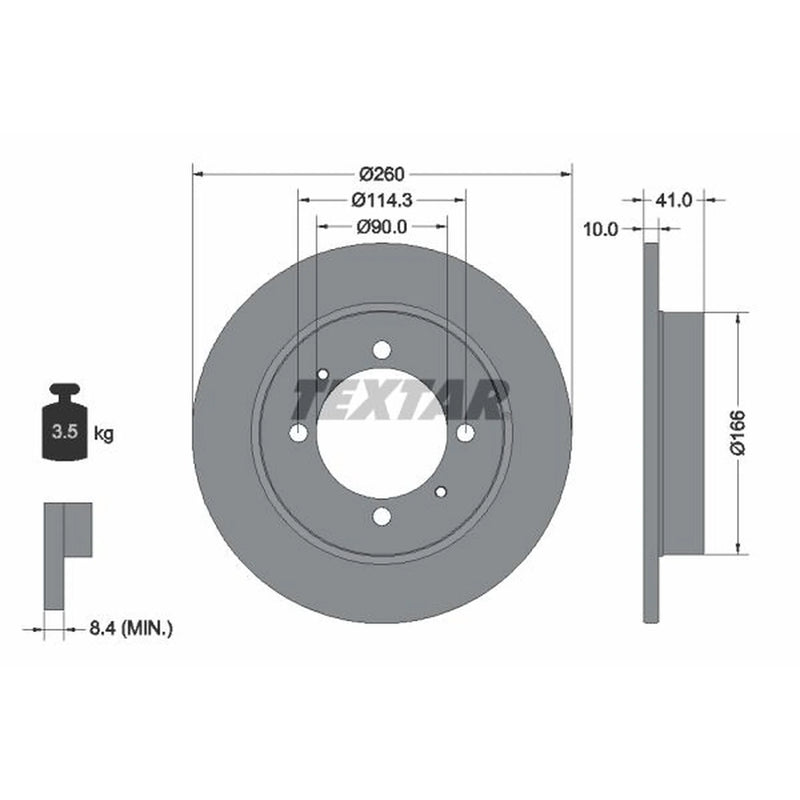 Textar 2 x Solid Rear Brake Discs 92083003