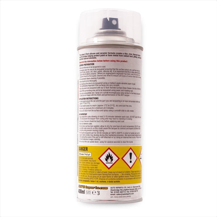 E-Tech Clear Laquer 400ml Extremely High Temperature Paint XHT VHT Exhaust E-Tech  - Town Parts
