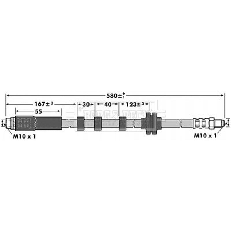 Borg & Beck Brake Hydraulic Hose Line Front Left BBH6929
