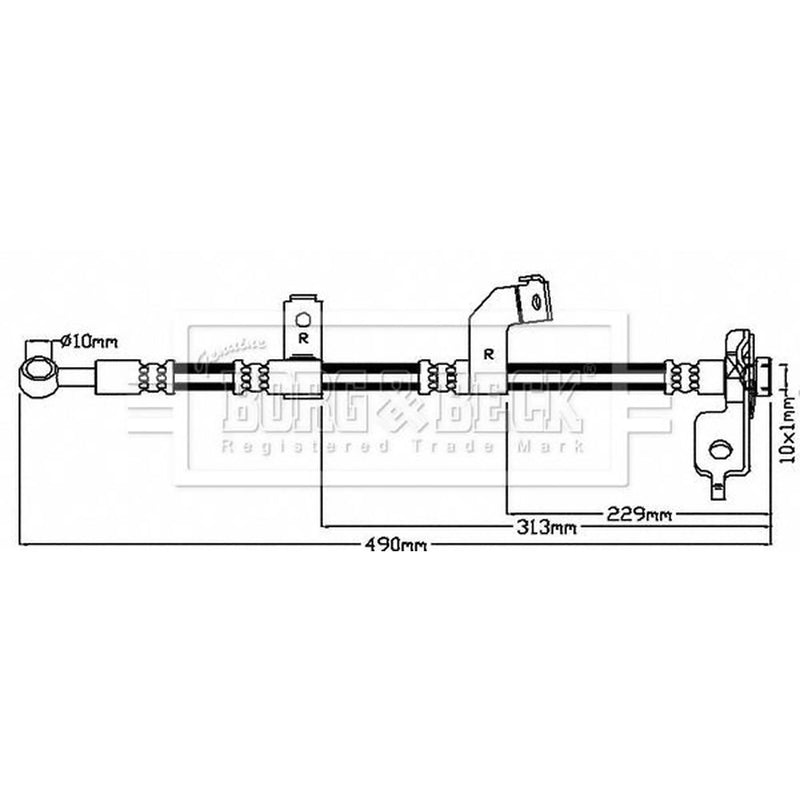 Borg & Beck Brake Hydraulic Hose Line Front Right BBH8138