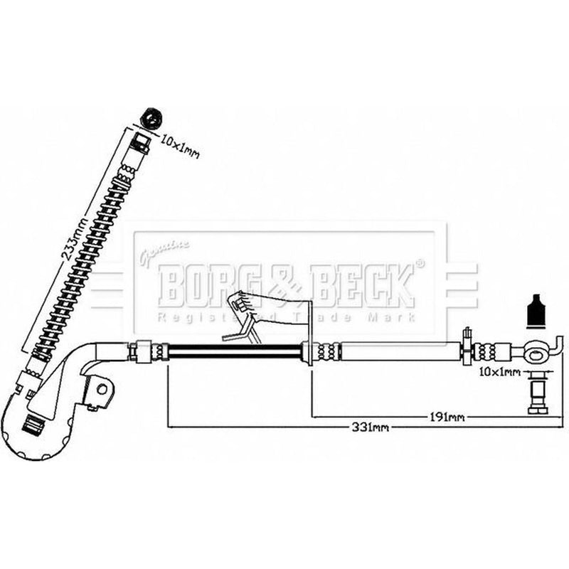 Borg & Beck Brake Hydraulic Hose Line Front Right BBH8191