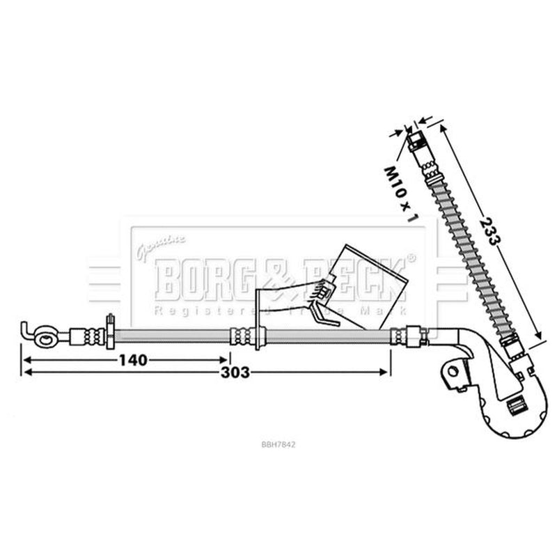 Borg & Beck Brake Hydraulic Hose Line Front Left BBH7842