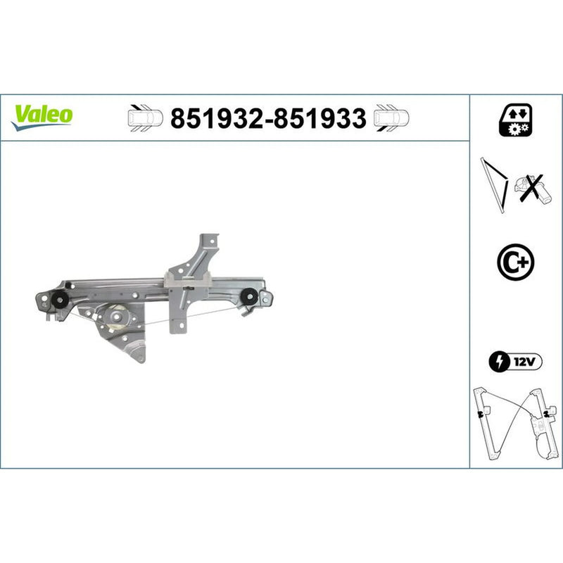 Valeo Manual Window Regulator Lifter Left Rear 851932