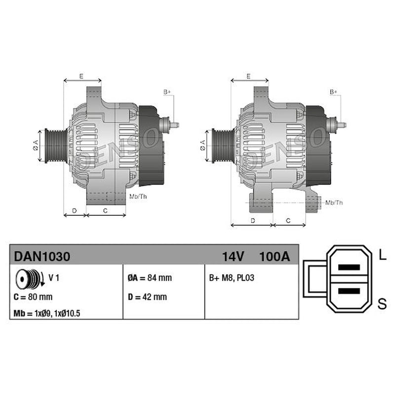 Denso Car Alternator 12V DAN1030