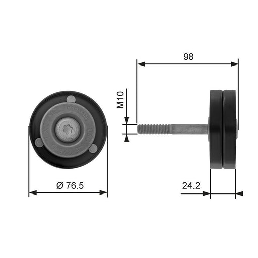Gates V-Ribbed Belt Deflection/Guide Pulley T36232