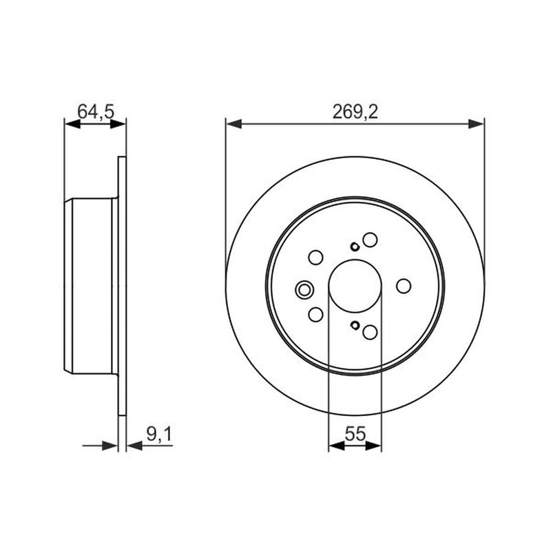 Bosch 2 x Solid Rear Brake Discs 0 986 479 336