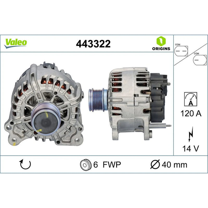Valeo Car Alternator 12V 443322