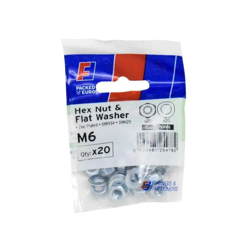 ForgeFix Nut & Washer M6 ForgePack 20 - FPKNW6