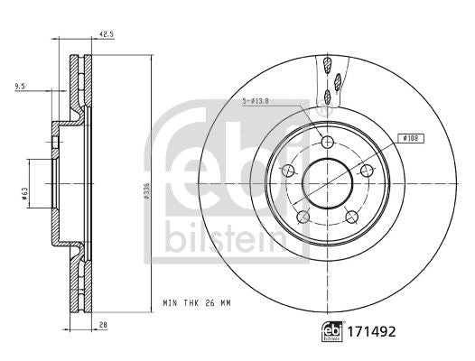 Febi 2 x Brake Disc Set Internally Vented Front