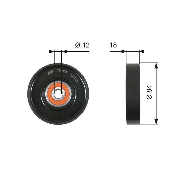 Gates V-Ribbed Belt Tensioner Pulley OD Wide T39177