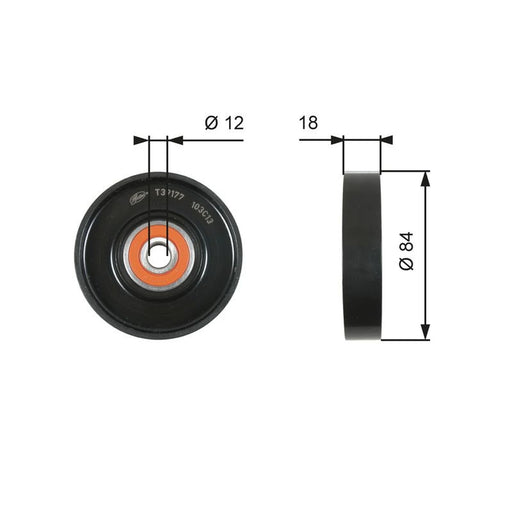 Gates V-Ribbed Belt Tensioner Pulley OD Wide T39177