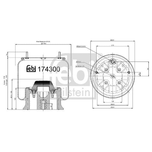 Febi Air Suspension Bellow 261mm 174300