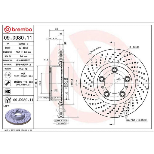 Brembo 2 x / Front Brake Discs 09.D930.11