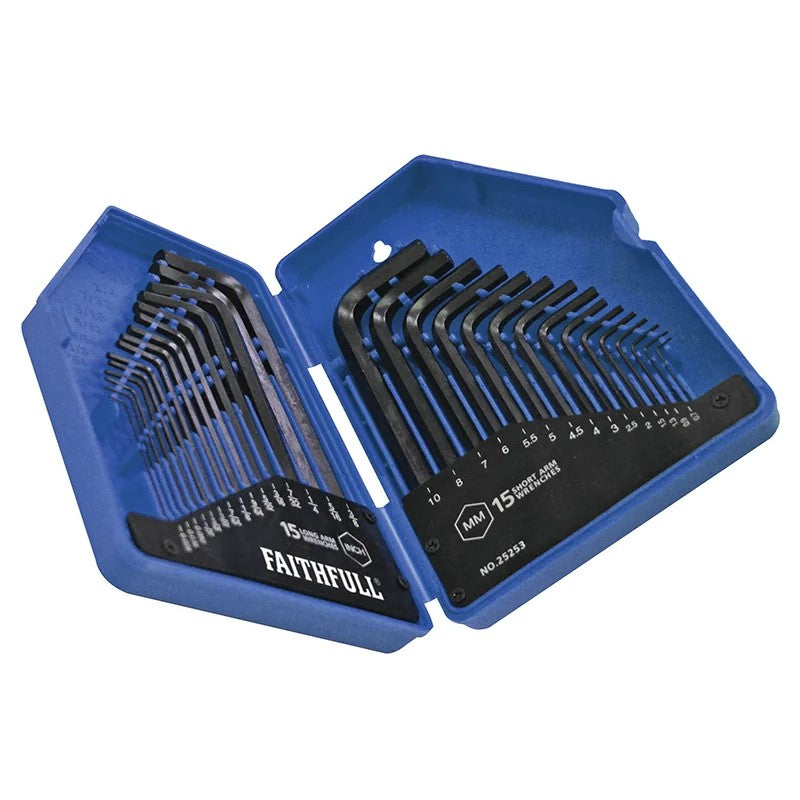 Faithfull Metric/Imperial Hex Key Set, 30 Piece - FAIHKS30MAF