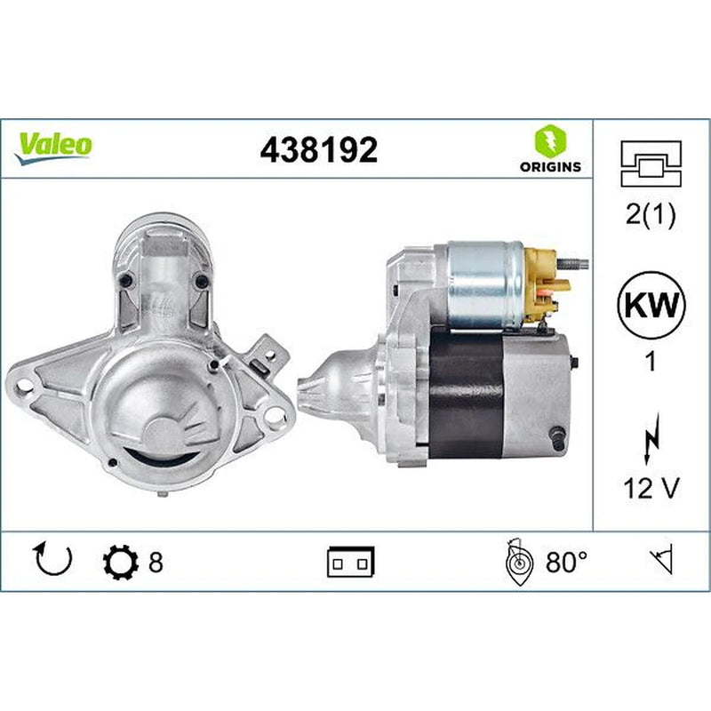 Valeo Starter Motor 12V 1kW 8 Teeth 438192