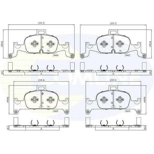 Comline 4 x Front Brake Pad Set CBP02365