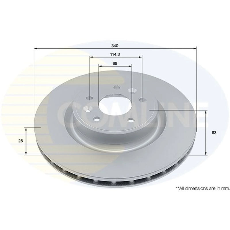 Comline 2 x Internally Vented Front Brake Discs ADC2957V