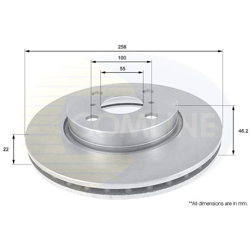Comline 2 x Front Brake Discs ADC01133V