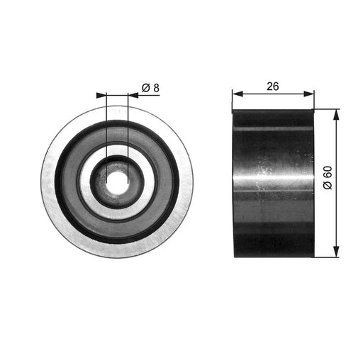 Gates V-Ribbed Belt Deflection/Guide Pulley T36076