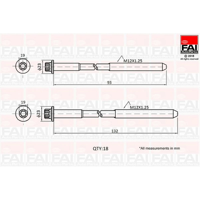 FAI Cylinder Head Bolt Set B2201