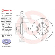 Brembo 2 x Internally Vented Front Brake Discs 09.8760.11