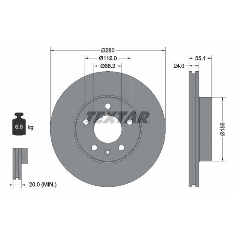 Textar 2 x Vented Front Brake Discs 92083805