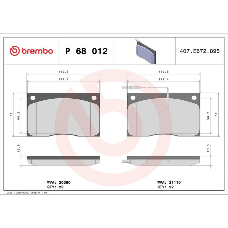 Brembo Front Brake Pad Set P68012