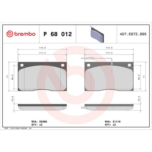 Brembo Front Brake Pad Set P68012