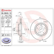 Brembo 2 x Internally Vented Front Brake Discs 09.B043.11