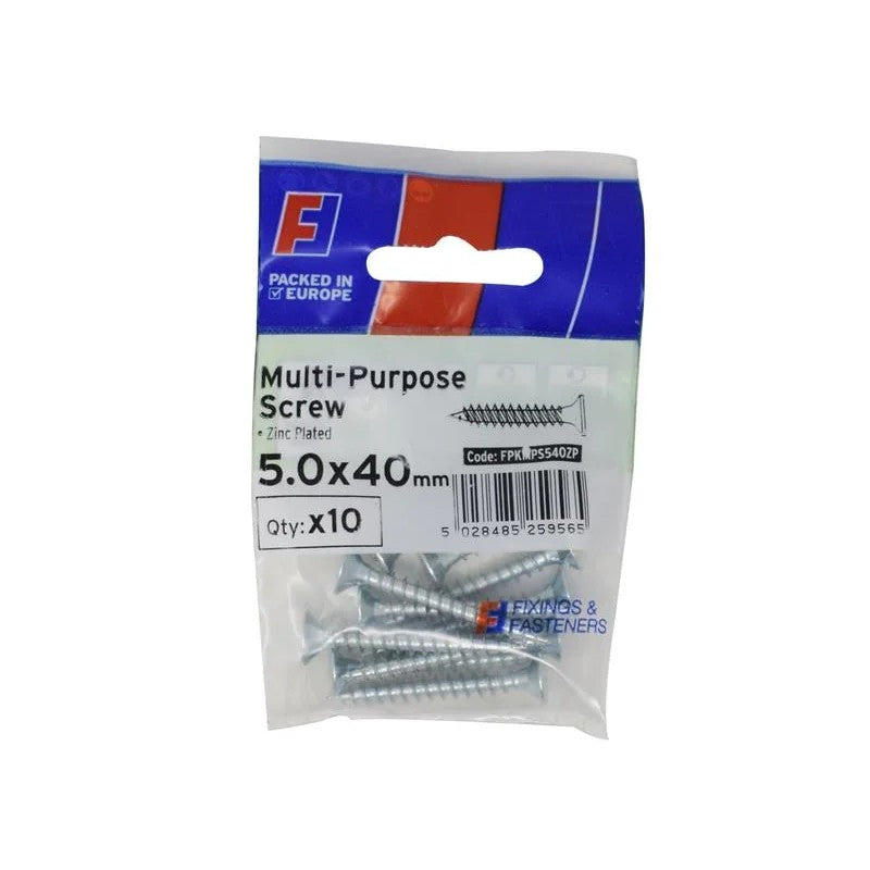ForgeFix Multi-Purpose Pozi Screw CSK ST ZP 5.0 x ForgePack 10 30-100mm