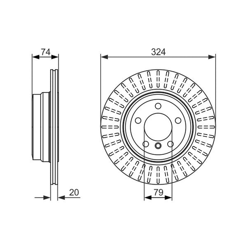 Bosch 2 x Vented Rear Brake Discs 0 986 479 671