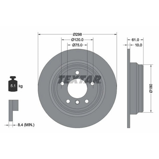 Textar 2 x Solid Rear Brake Discs 92076603