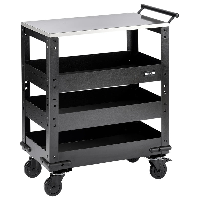 Bunker 3 Tier Trolley with Pull Handle & Stainless Steel Worktop 714mm