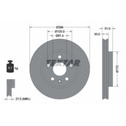 Textar 2 x Internally Vented Brake Discs 92186903
