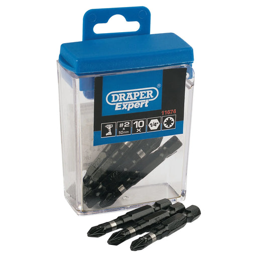 Draper Expert Impact Bits PZ Type No.2 x 50mm (10 Piece)