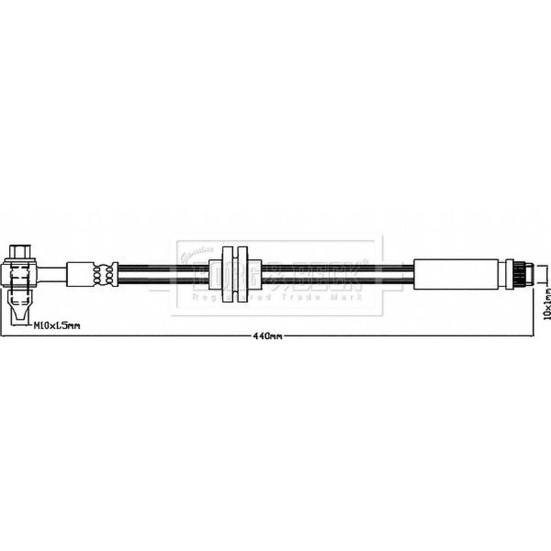 Borg & Beck Brake Hydraulic Hose Line Front Left BBH8568