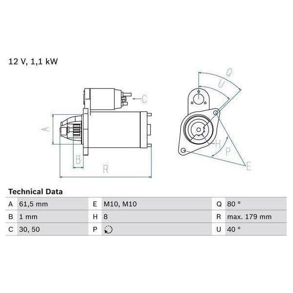 Bosch Reman Starter Motor 2577 0986025770 Bosch  - Town Parts