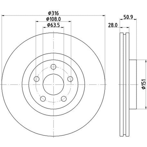 DON 2 x Internally Vented Front Brake Discs PCD20141