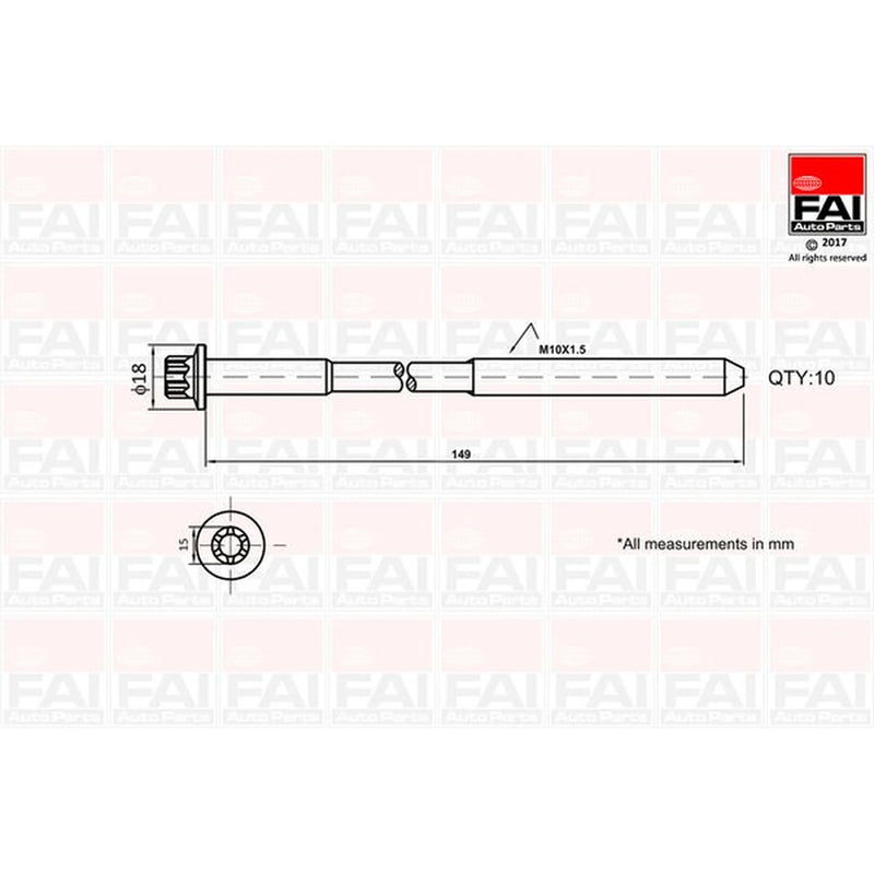 FAI Cylinder Head Bolt Set M10 x 1.5 B1136