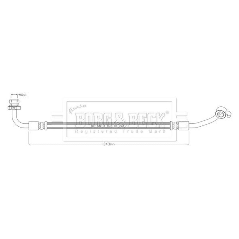 Borg & Beck Brake Hydraulic Hose Line Rear Left BBH8916