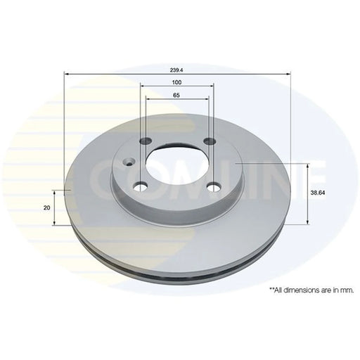 Comline 2 x Internally Vented Front Brake Discs ADC1404V