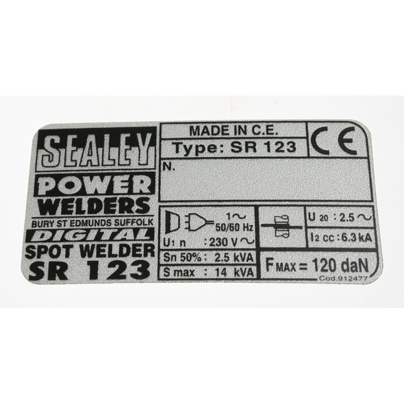 Label (sealey sr123)