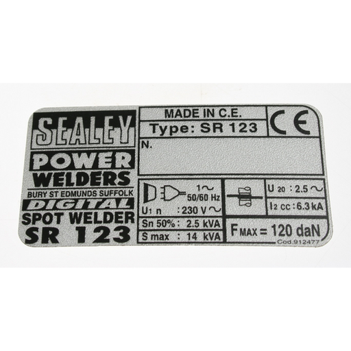 Label (sealey sr123)