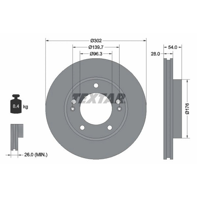 Textar 2 x Front Brake Discs 92147303