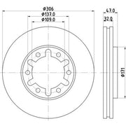 Mintex 2 x Front Brake Discs MDC1509